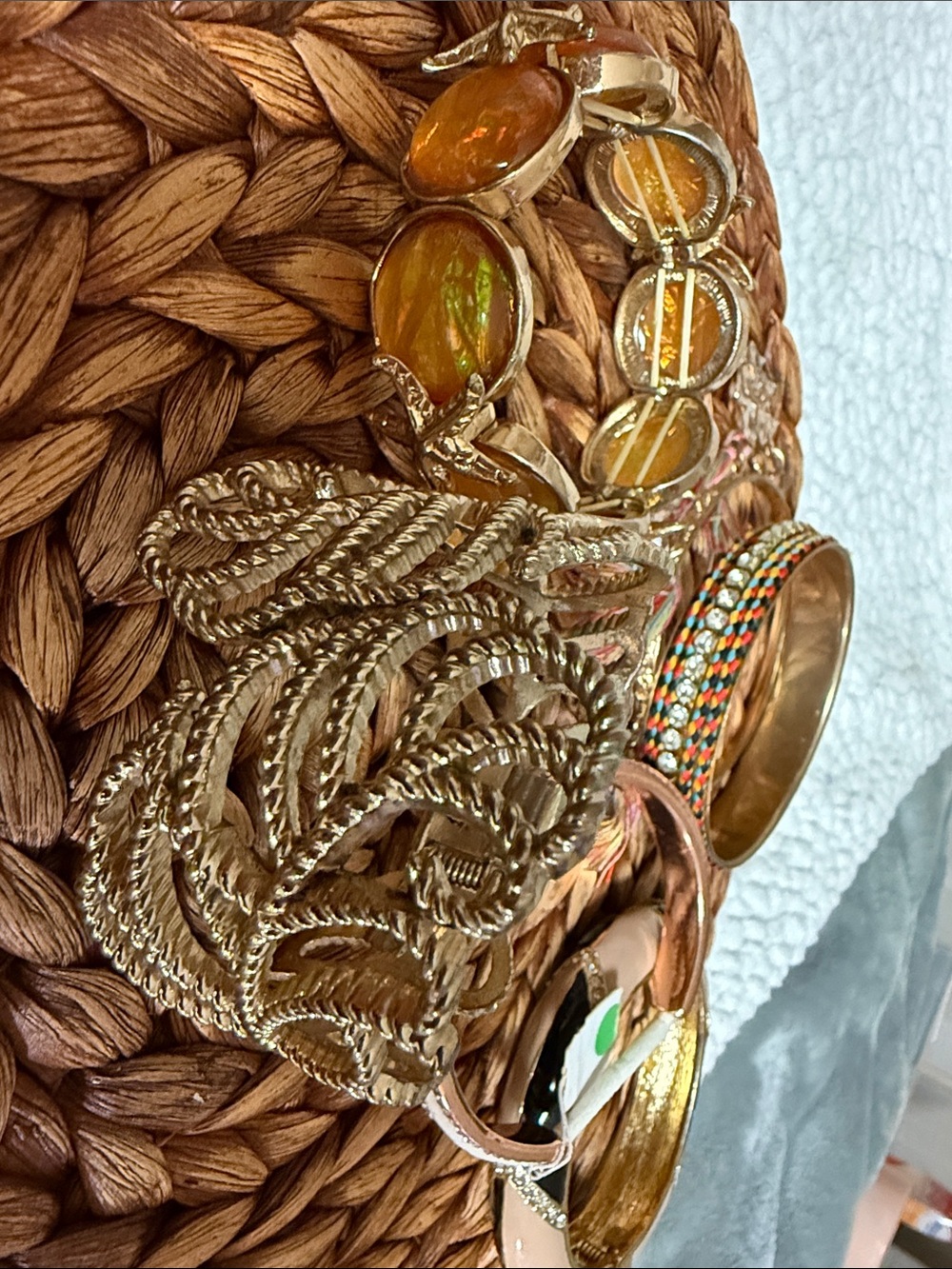 Mixed Gold-Tone, Beige-Black Multi-Accent Women’s Bangle Bracelet Bundle - Picture 14 of 14